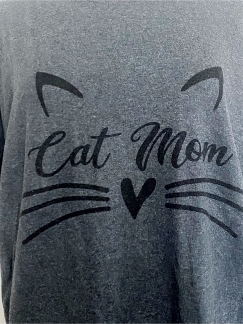 Gildan Cat Mom Graphic Tee - Charcoal Gray Cotton Blend XL